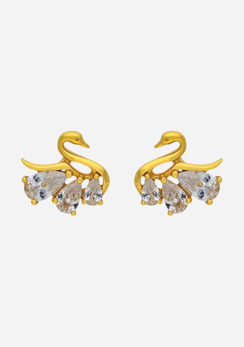 Gold-Plated Classic Studs Earrings with Zircon for Women | Stylish Party & Everyday Wear | Gift for Her - Indya