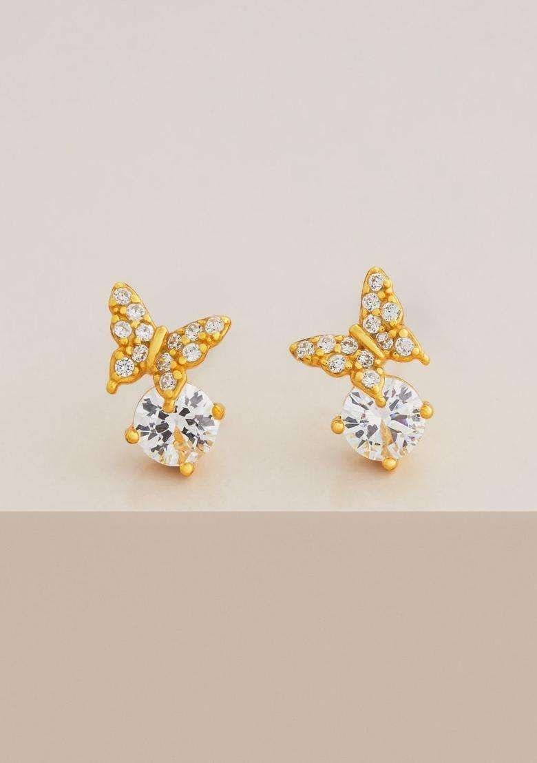 Zircon Kushals Gold-Plated Studs for Women | Stylish Party & Everyday Wear | Gift for Her - Indya
