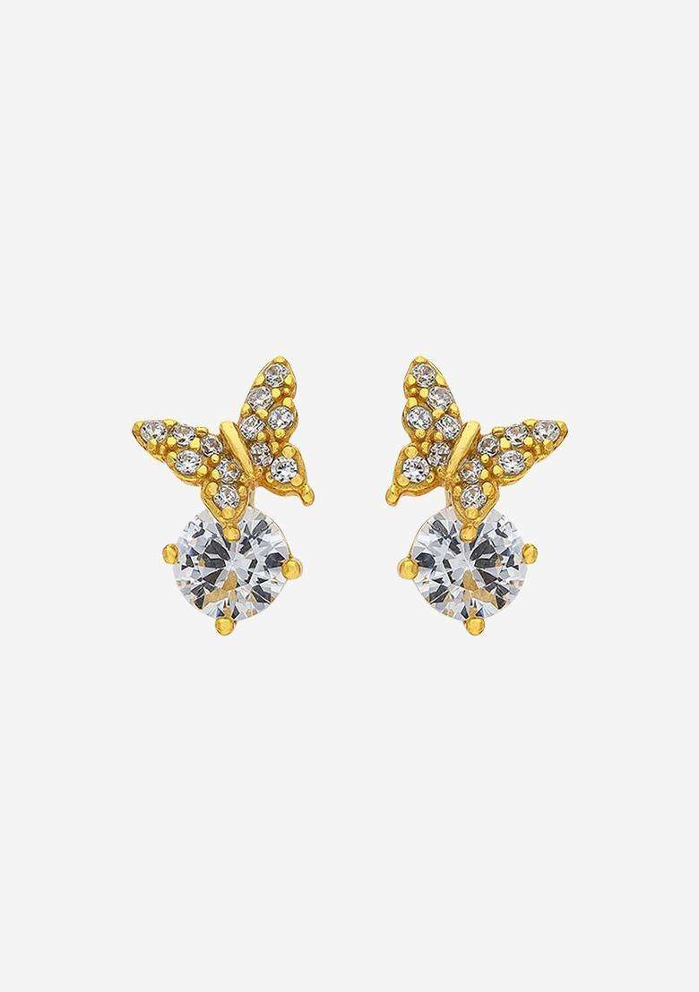 Zircon Kushals Gold-Plated Studs for Women | Stylish Party & Everyday Wear | Gift for Her - Indya