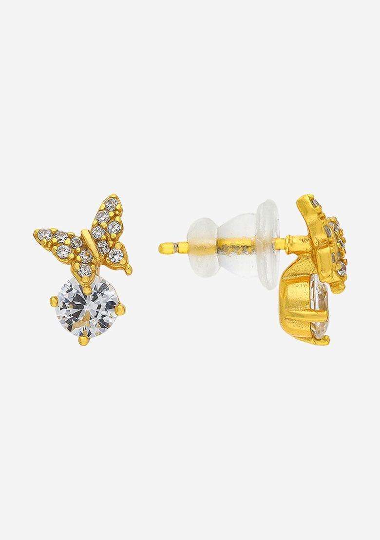 Zircon Kushals Gold-Plated Studs for Women | Stylish Party & Everyday Wear | Gift for Her - Indya