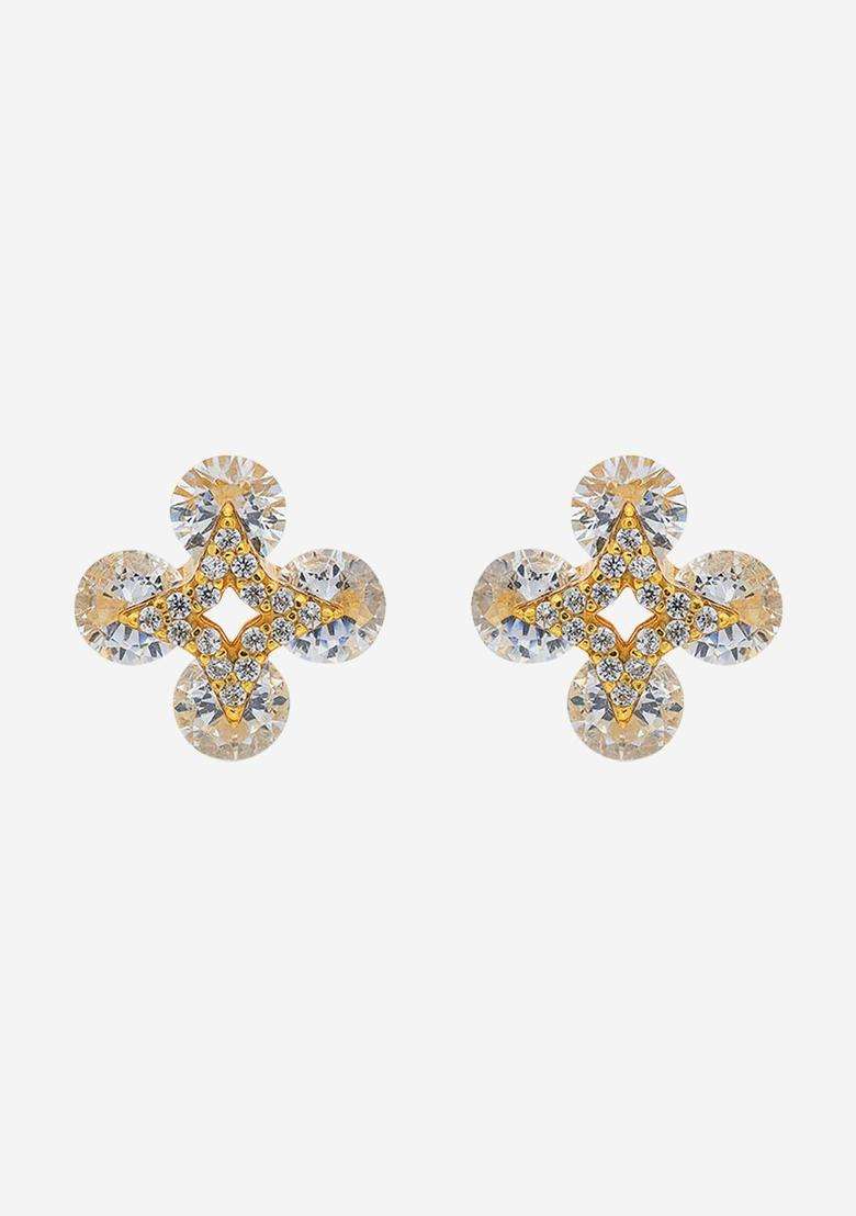 Zircon Kushals Gold-Plated Studs for Women | Stylish Party & Everyday Wear | Gift for Her - Indya