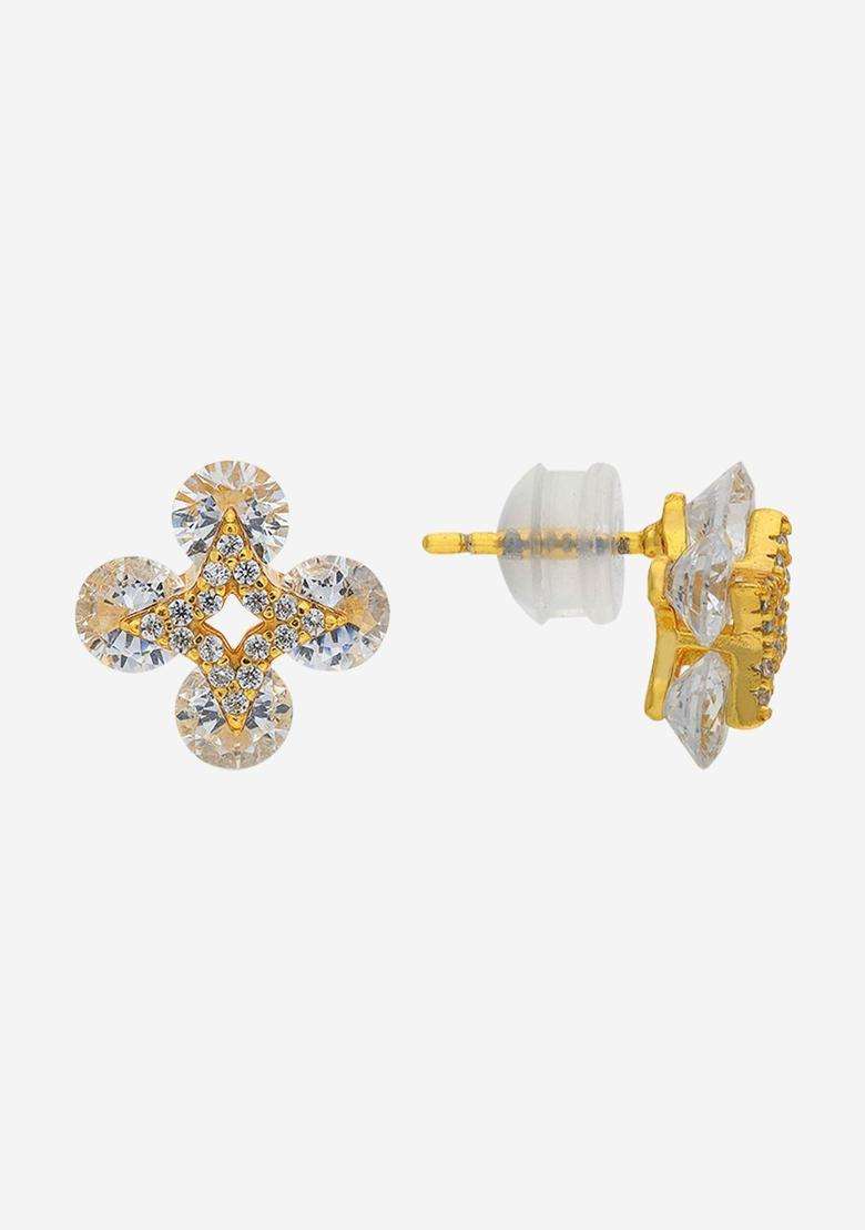 Zircon Kushals Gold-Plated Studs for Women | Stylish Party & Everyday Wear | Gift for Her - Indya