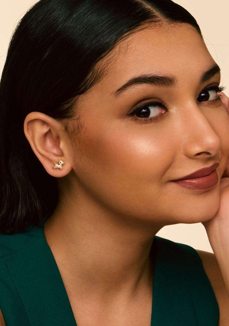 Zircon Kushals Gold-Plated Studs for Women | Stylish Party & Everyday Wear | Gift for Her - Indya