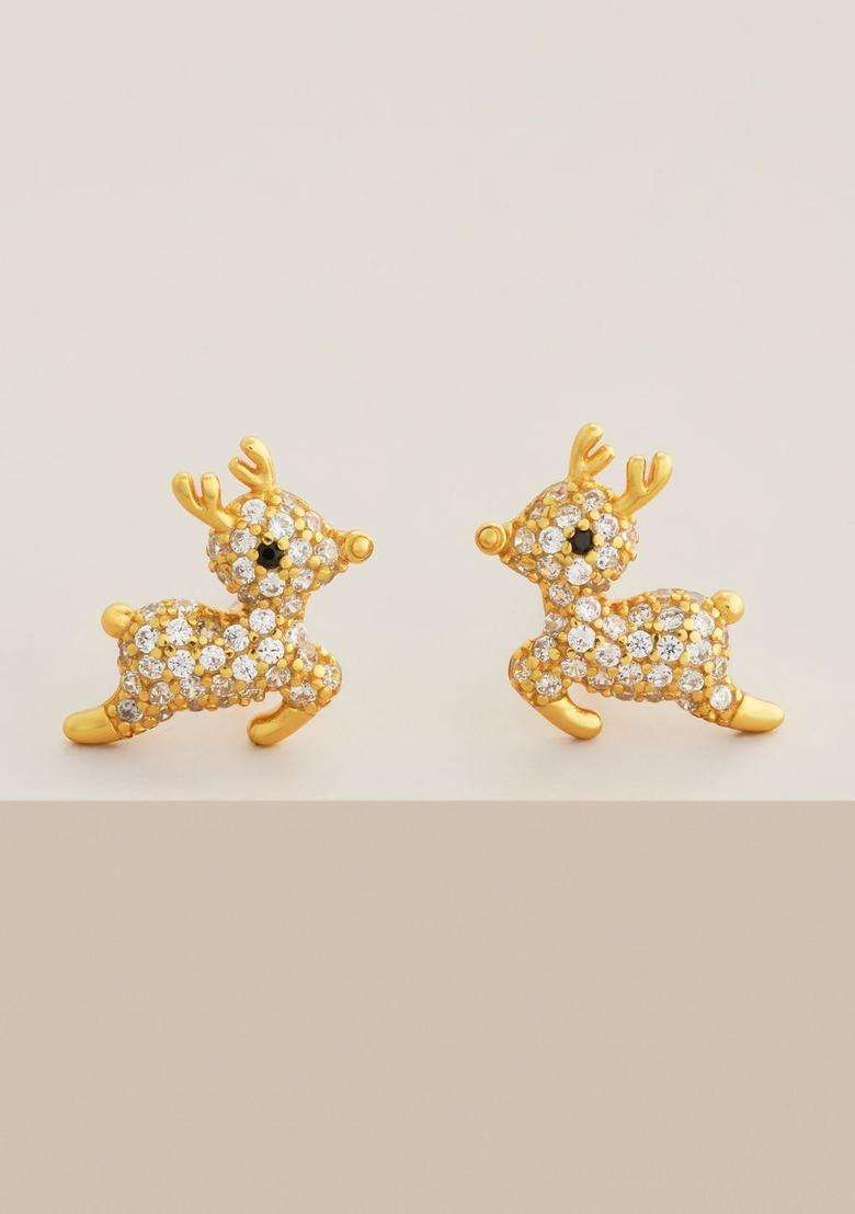 Zircon Kushals Gold-Plated Studs for Women | Stylish Party & Everyday Wear | Gift for Her - Indya