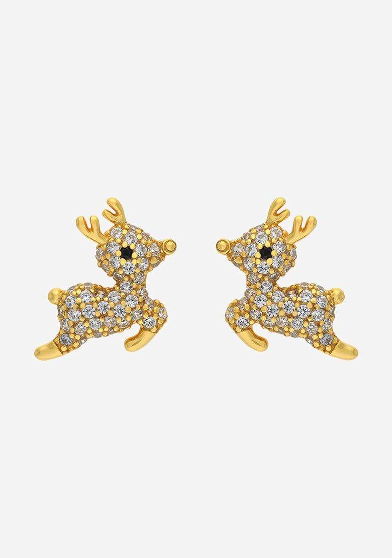 Zircon Kushals Gold-Plated Studs for Women | Stylish Party & Everyday Wear | Gift for Her - Indya