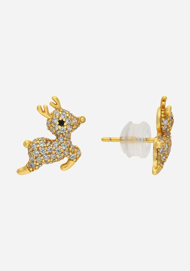 Zircon Kushals Gold-Plated Studs for Women | Stylish Party & Everyday Wear | Gift for Her - Indya