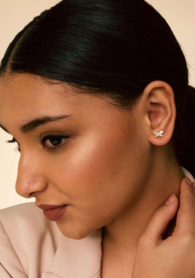 Zircon Kushals Gold-Plated Studs for Women | Stylish Party & Everyday Wear | Gift for Her - Indya