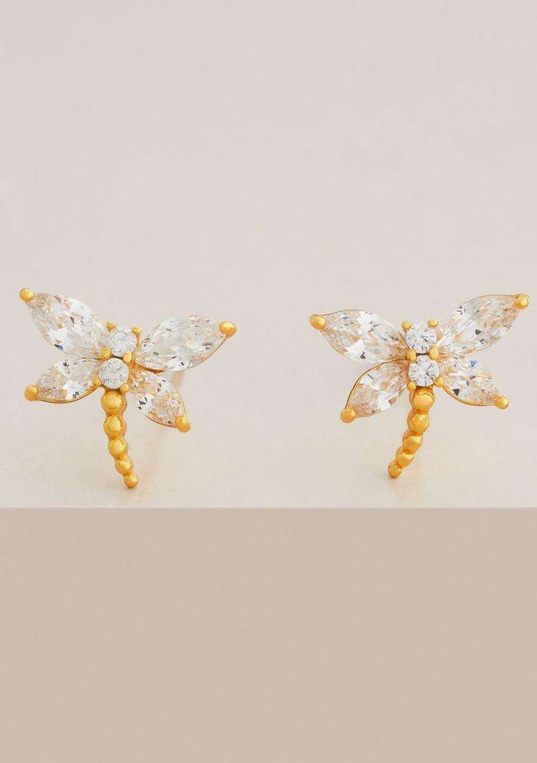 Zircon Kushals Gold-Plated Studs for Women | Stylish Party & Everyday Wear | Gift for Her - Indya