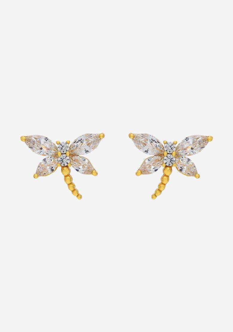 Zircon Kushals Gold-Plated Studs for Women | Stylish Party & Everyday Wear | Gift for Her - Indya