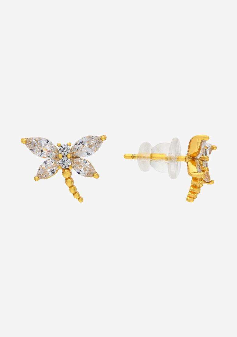 Zircon Kushals Gold-Plated Studs for Women | Stylish Party & Everyday Wear | Gift for Her - Indya