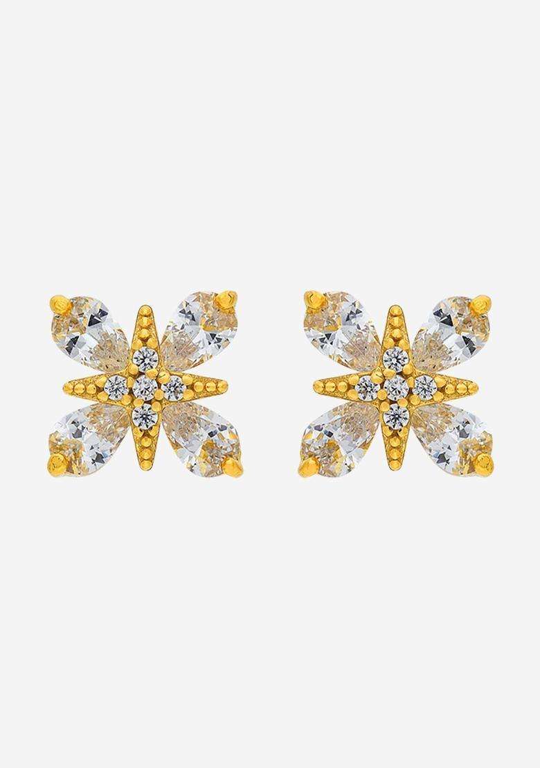 Zircon Kushals Gold-Plated Studs for Women | Stylish Party & Everyday Wear | Gift for Her - Indya