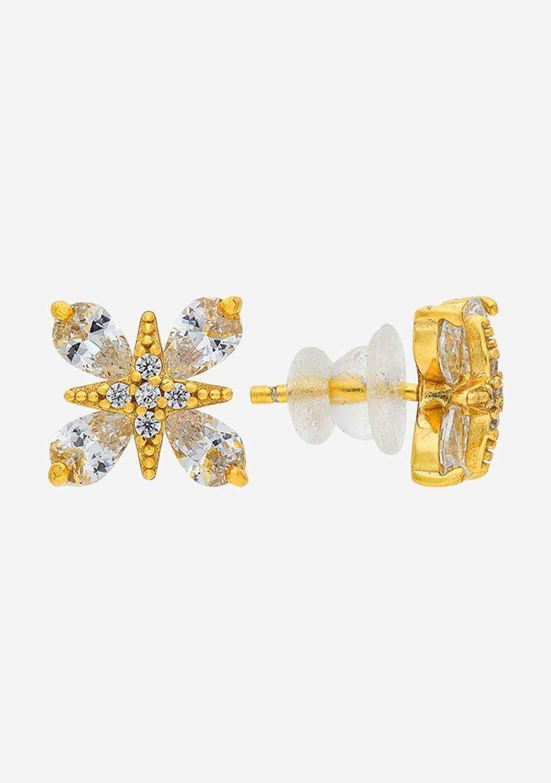 Zircon Kushals Gold-Plated Studs for Women | Stylish Party & Everyday Wear | Gift for Her - Indya