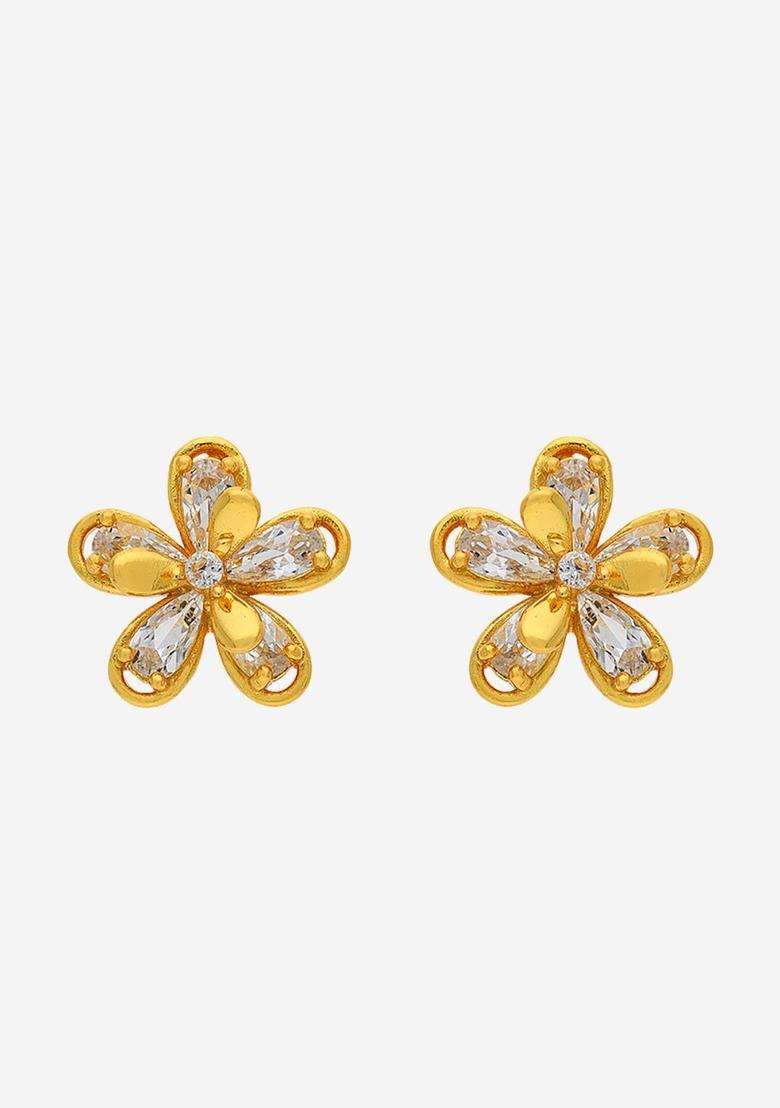 Zircon Kushals Gold-Plated Studs for Women | Stylish Party & Everyday Wear | Gift for Her - Indya
