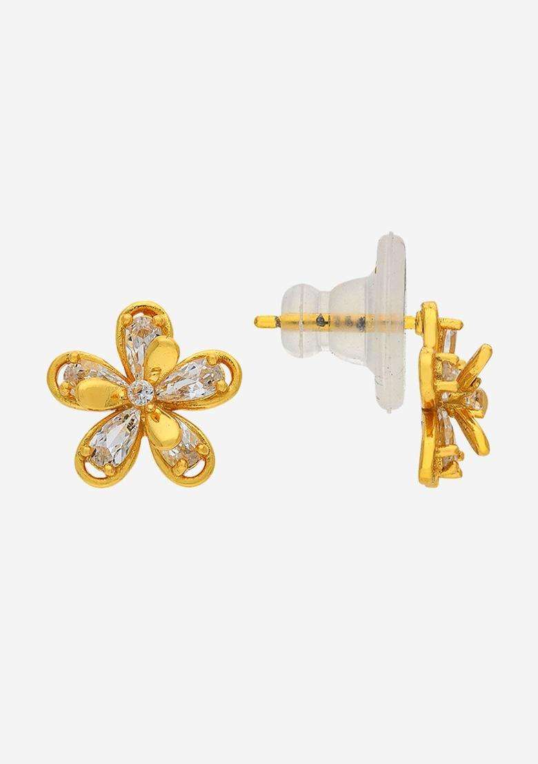Zircon Kushals Gold-Plated Studs for Women | Stylish Party & Everyday Wear | Gift for Her - Indya