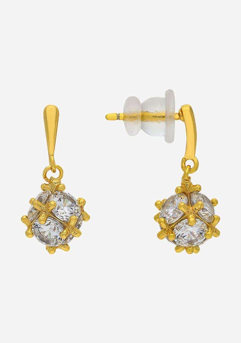 Zircon Kushals Gold-Plated Drop Earrings for Women | Stylish Party & Everyday Wear | Gift for Her - Indya