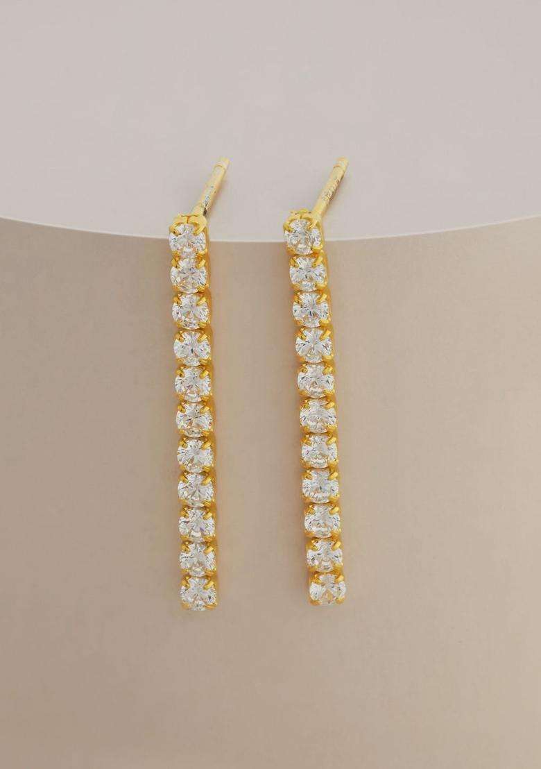 Zircon Kushals Gold-Plated Drop Earrings for Women | Stylish Party & Everyday Wear | Gift for Her - Indya