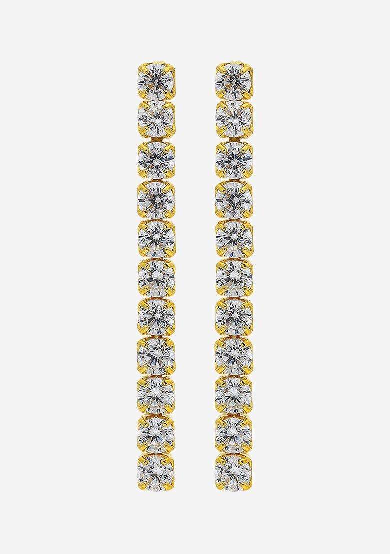 Zircon Kushals Gold-Plated Drop Earrings for Women | Stylish Party & Everyday Wear | Gift for Her - Indya