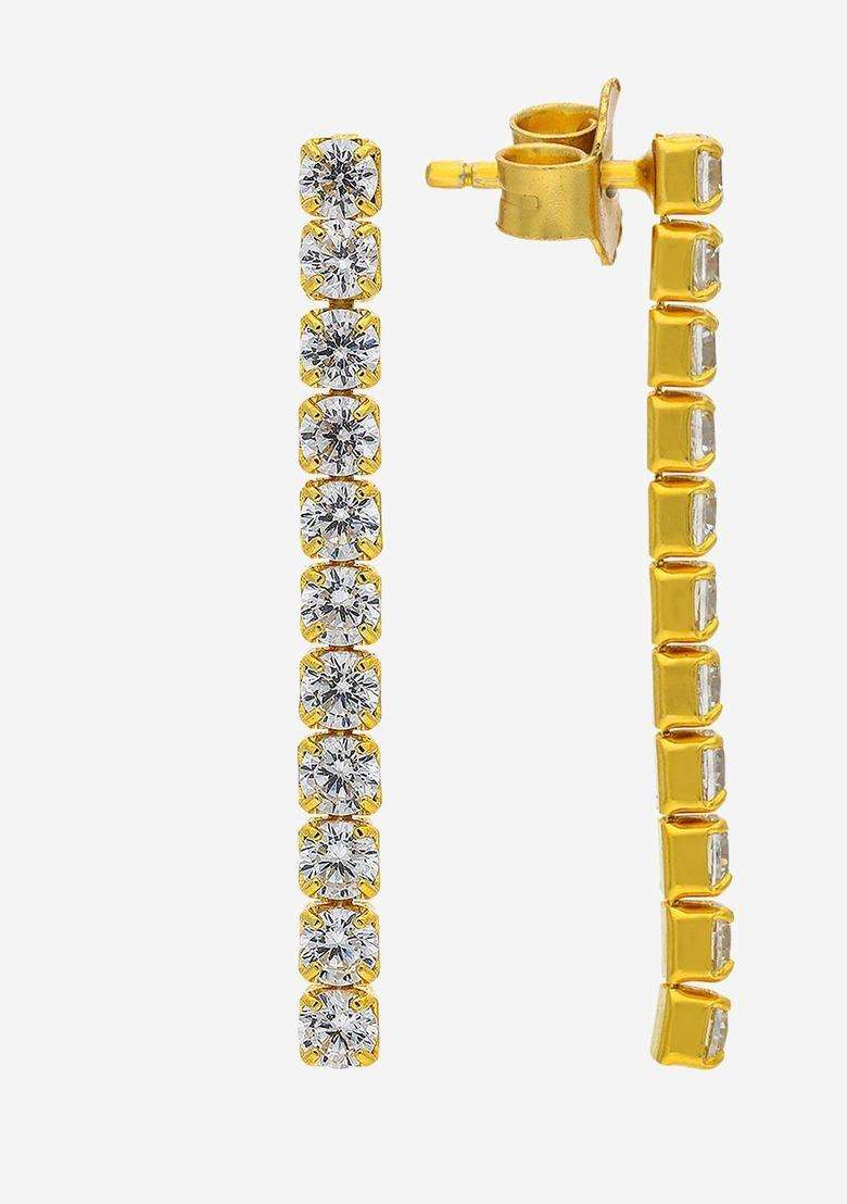 Zircon Kushals Gold-Plated Drop Earrings for Women | Stylish Party & Everyday Wear | Gift for Her - Indya