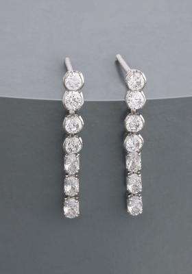 Zircon Rhodium Rhodium-Plated Drop Earrings for Women | Stylish Party & Everyday Wear | Gift for Her