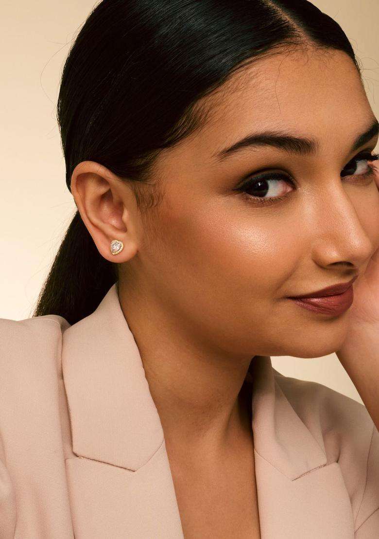Zircon Kushals Gold-Plated Studs for Women | Stylish Party & Everyday Wear | Gift for Her - Indya