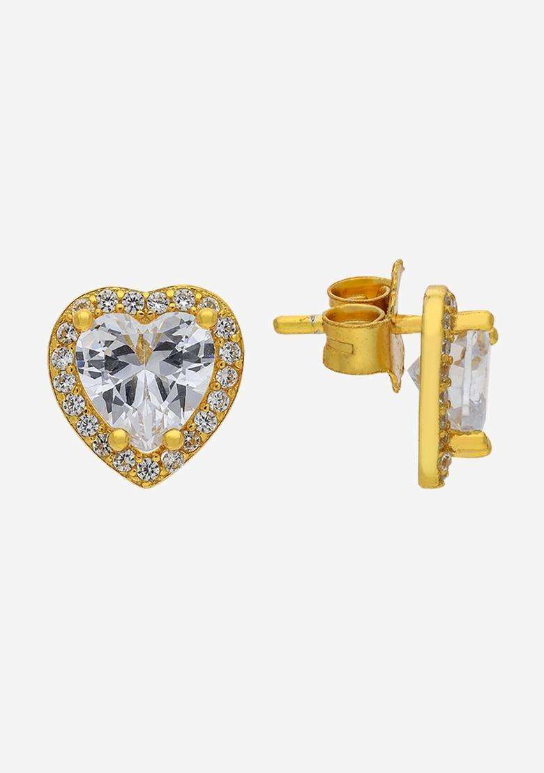 Zircon Kushals Gold-Plated Studs for Women | Stylish Party & Everyday Wear | Gift for Her - Indya
