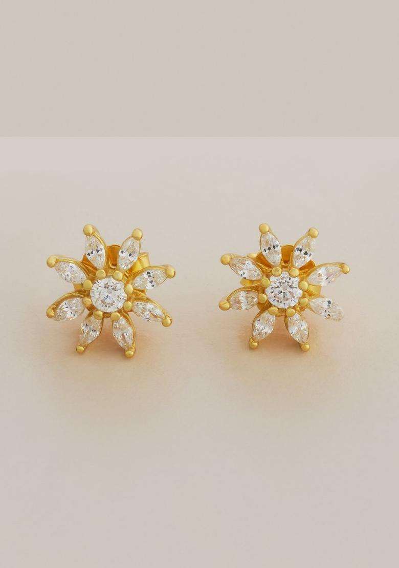 Zircon Kushals Gold-Plated Studs for Women | Stylish Party & Everyday Wear | Gift for Her - Indya