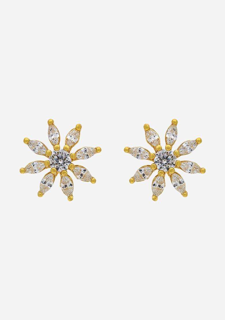 Zircon Kushals Gold-Plated Studs for Women | Stylish Party & Everyday Wear | Gift for Her - Indya