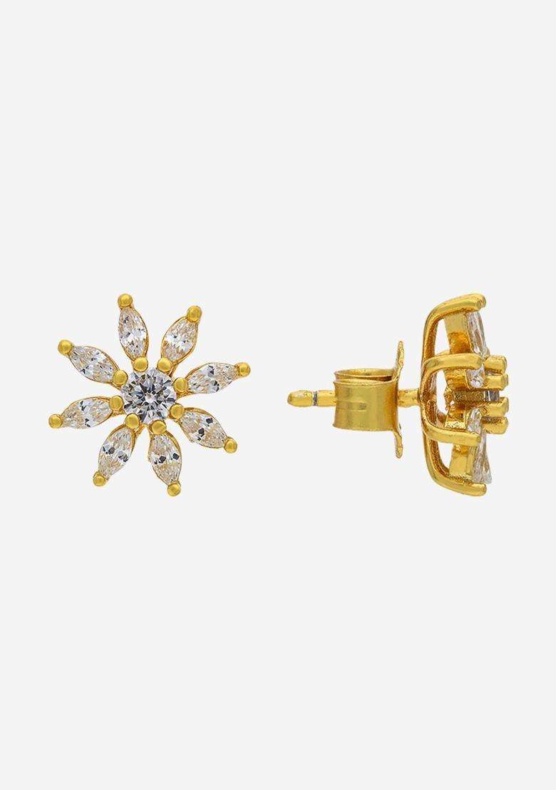 Zircon Kushals Gold-Plated Studs for Women | Stylish Party & Everyday Wear | Gift for Her - Indya