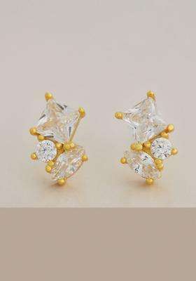 Zircon Kushals Gold-Plated Studs for Women | Stylish Party & Everyday Wear | Gift for Her
