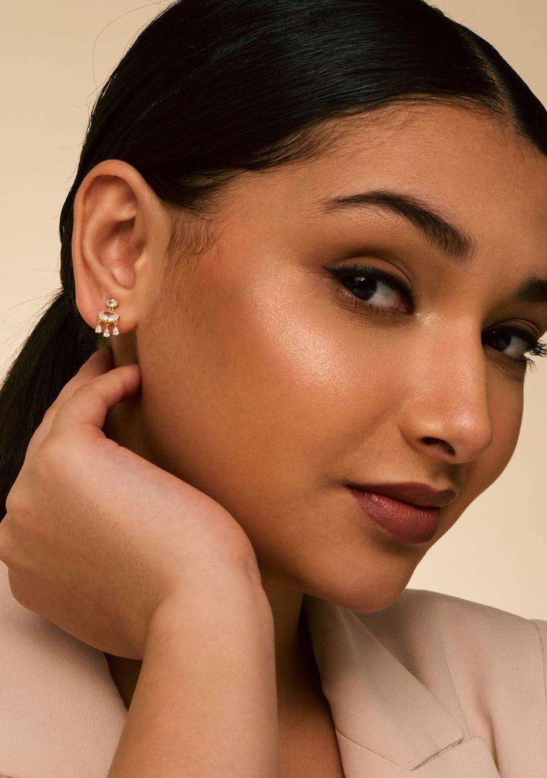 Zircon Kushals Gold-Plated Drop Earrings for Women | Stylish Party & Everyday Wear | Gift for Her - Indya