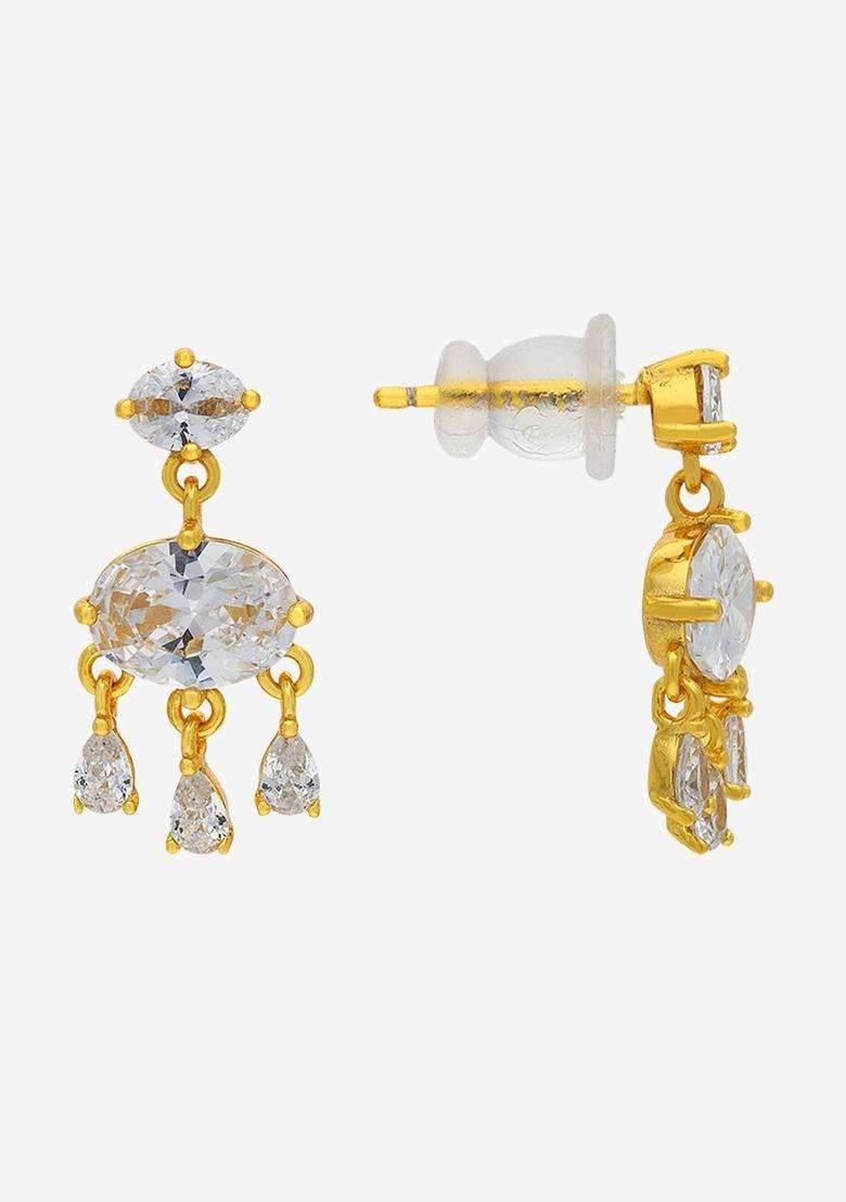 Zircon Kushals Gold-Plated Drop Earrings for Women | Stylish Party & Everyday Wear | Gift for Her - Indya