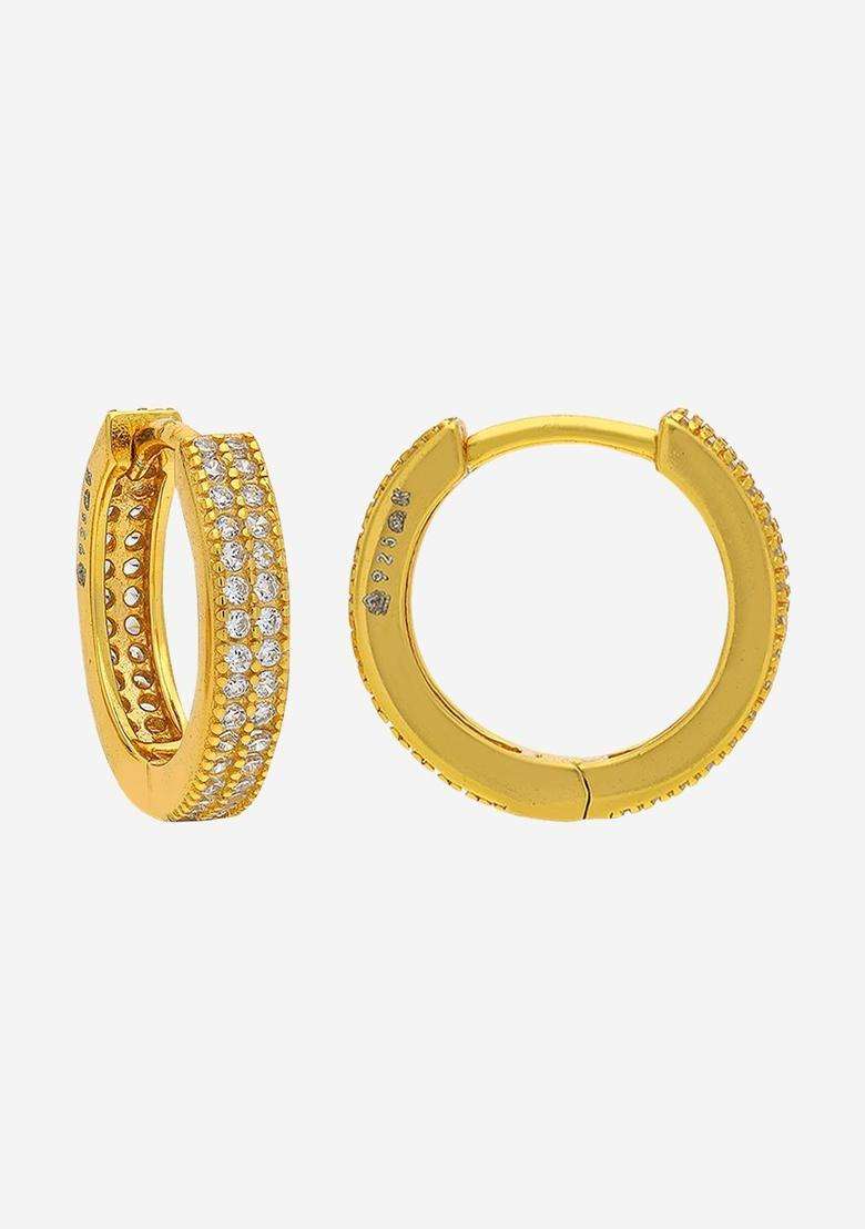 Zircon Kushals Gold-Plated Circular Hoop Earrings for Women | Stylish Party & Everyday Wear | Gift for Her - Indya