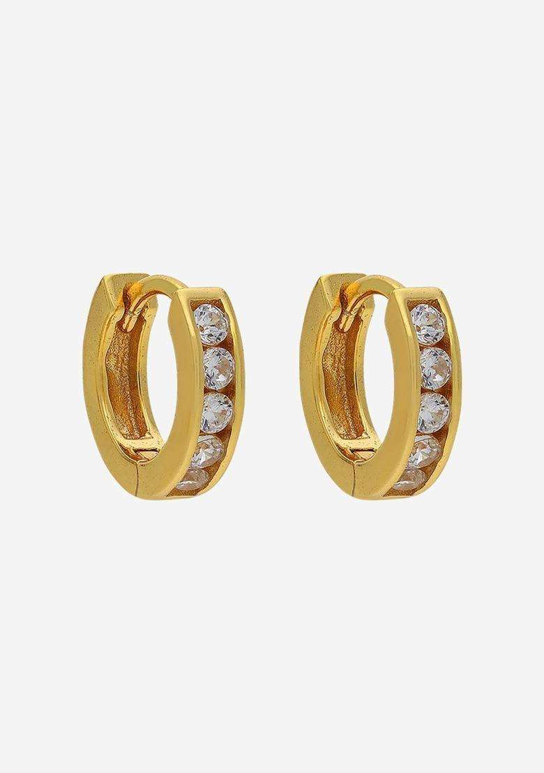 Zircon Kushals Gold-Plated Circular Hoop Earrings for Women | Stylish Party & Everyday Wear | Gift for Her - Indya