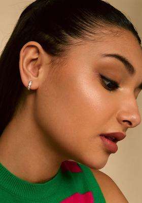 Zircon Rhodium Rhodium-Plated Circular Hoop Earrings for Women | Stylish Party & Everyday Wear | Gift for Her