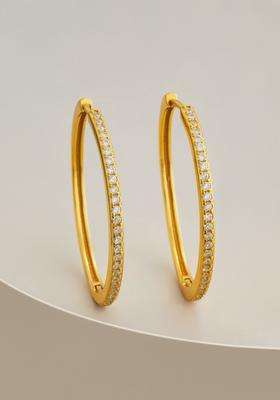Zircon Kushals Gold-Plated Circular Hoop Earrings for Women | Stylish Party & Everyday Wear | Gift for Her