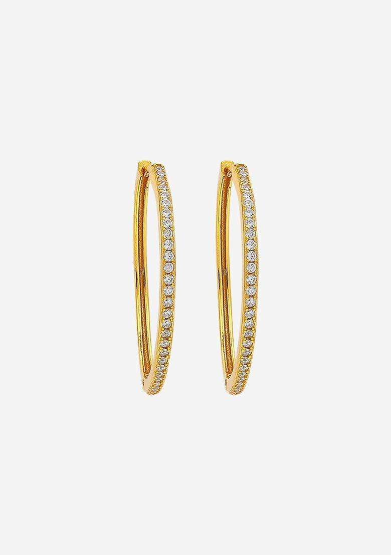 Zircon Kushals Gold-Plated Circular Hoop Earrings for Women | Stylish Party & Everyday Wear | Gift for Her - Indya