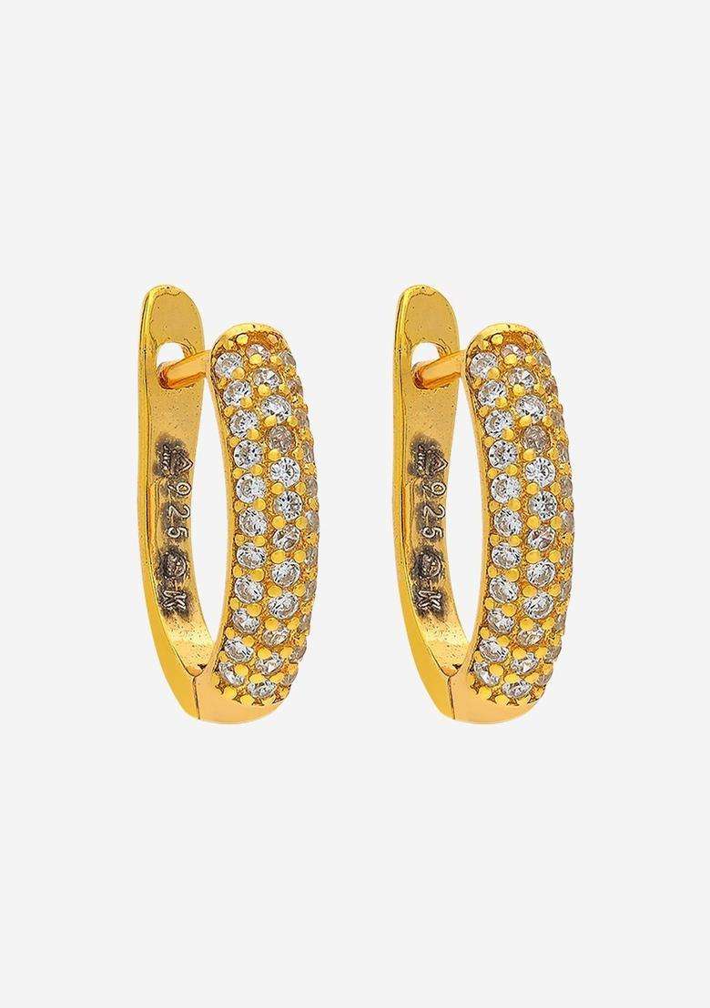 Zircon Kushals Gold-Plated Circular Hoop Earrings for Women | Stylish Party & Everyday Wear | Gift for Her - Indya