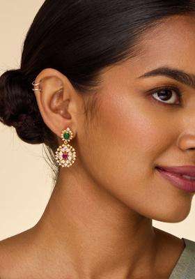 Temple Kushals Gold-Plated Studs for Women | Traditional Temple Jewellery for Wedding & Festive Wear | Gift for Her