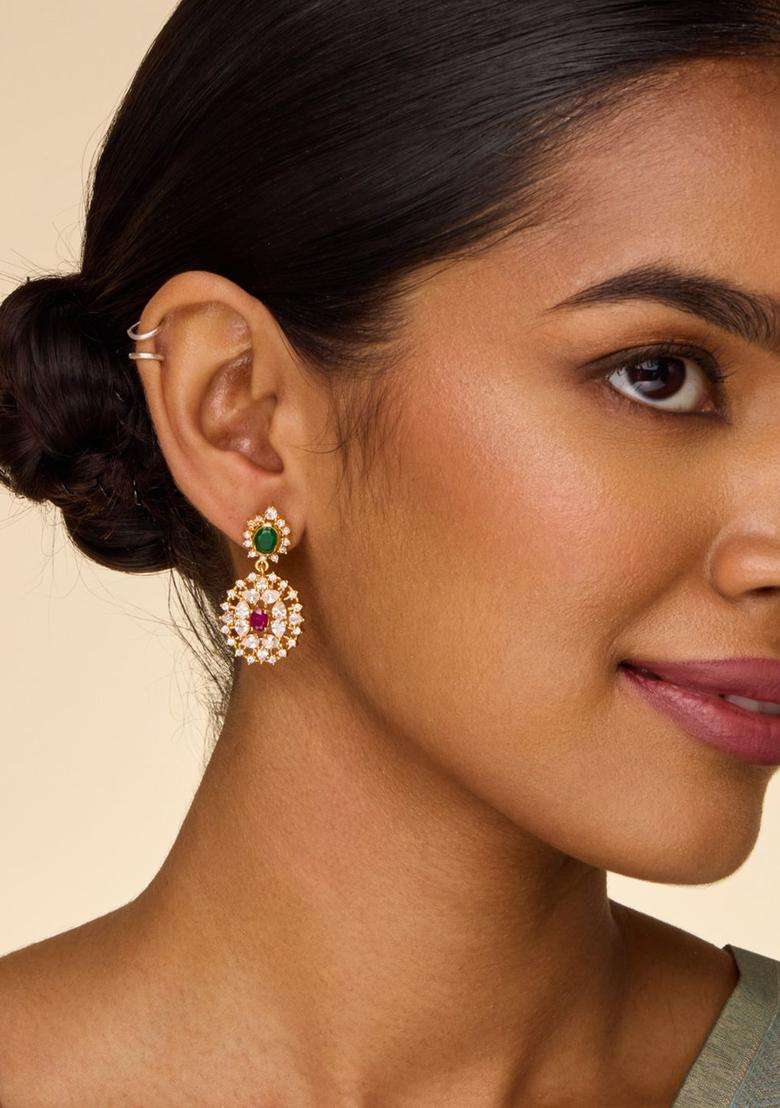 Temple Kushals Gold-Plated Studs for Women | Traditional Temple Jewellery for Wedding & Festive Wear | Gift for Her - Indya