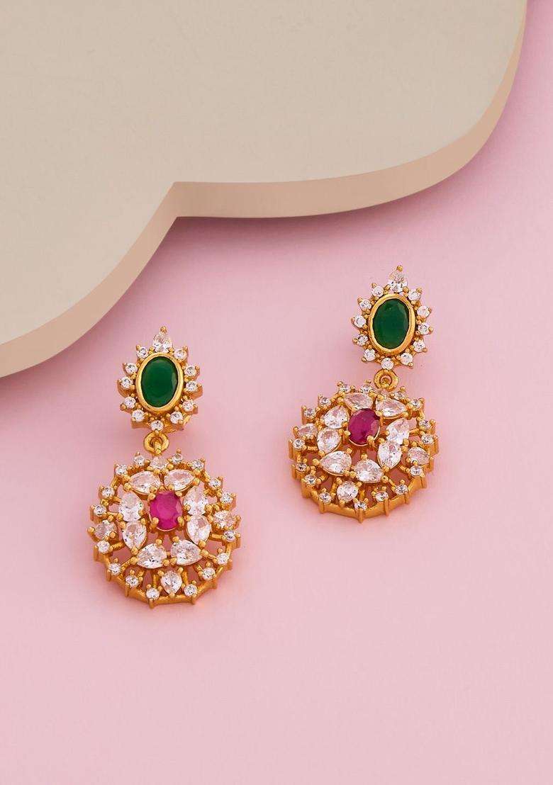 Temple Kushals Gold-Plated Studs for Women | Traditional Temple Jewellery for Wedding & Festive Wear | Gift for Her - Indya
