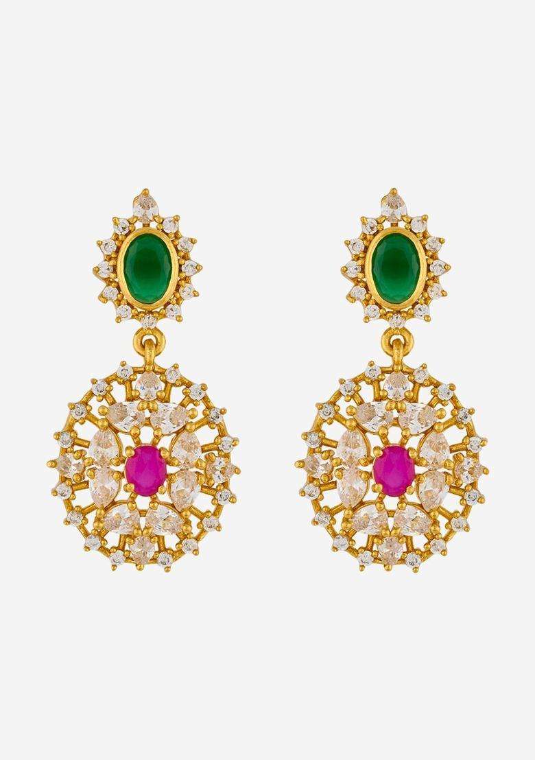 Temple Kushals Gold-Plated Studs for Women | Traditional Temple Jewellery for Wedding & Festive Wear | Gift for Her - Indya