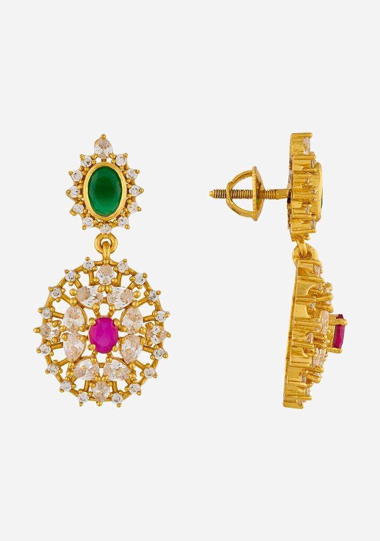 Temple Kushals Gold-Plated Studs for Women | Traditional Temple Jewellery for Wedding & Festive Wear | Gift for Her - Indya