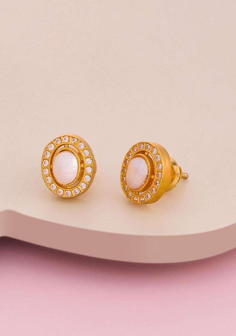 Temple Pearl Gold-Plated Studs for Women | Traditional Temple Jewellery for Wedding & Festive Wear | Gift for Her - Indya