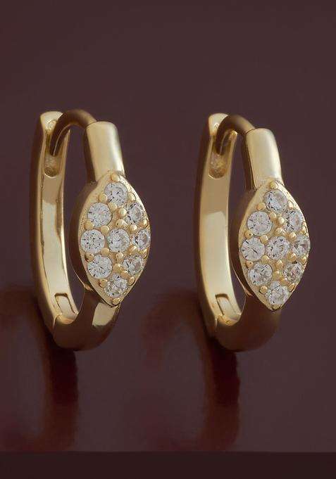 White 92.5 Sterling Silver Gold-Plated Zircon Spherical Hoop Earrings for Women | Stylish Party & Everyday Wear | Gift for Her