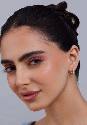 White 92.5 Sterling Silver Gold-Plated Zircon Spherical Hoop Earrings for Women | Stylish Party & Everyday Wear | Gift for Her