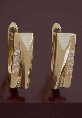 White 92.5 Sterling Silver Gold-Plated Zircon Spherical Hoop Earrings for Women | Stylish Party & Everyday Wear | Gift for Her