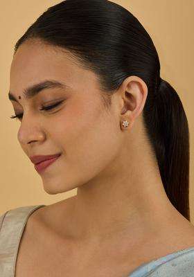 92.5 Sterling Silver Gold-Plated Contemporary Studs with Zircon for Women | Traditional Temple Jewellery for Wedding & Festive Wear | Gift for Her