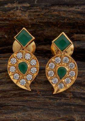 Embellished 92.5 Silver Gold-Plated Stone Studs for Women | Traditional Temple Jewellery for Wedding & Festive Wear | Gift for Her