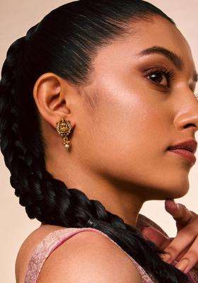 Gold-Plated Embellished Bridal 92.5 Silver Circular Drop Earrings for Women | Traditional Temple Jewellery for Wedding & Festive Wear | Gift for Her
