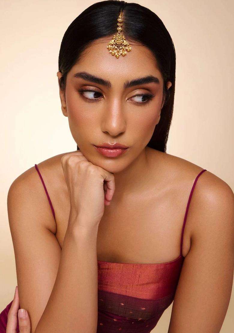 Gold-Plated Maang Tikka Head Jewellery for Women | Traditional Temple Jewellery for Wedding & Festive Wear | Gift for Her - Indya